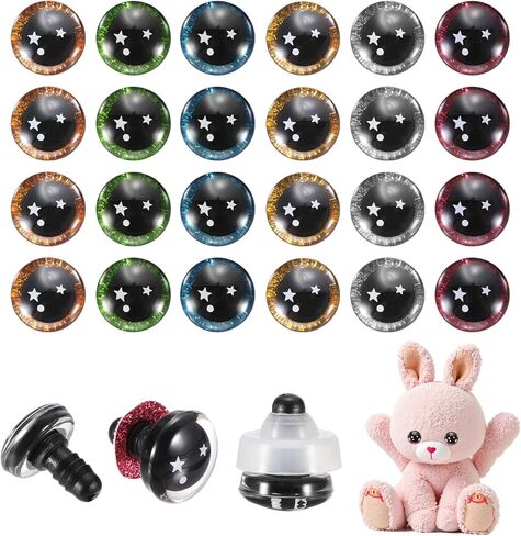 PATIKIL 16/18/20mm Star Safety Eyes, 30Pcs Realistic Doll Crocheting Safety Eyes with Washers for Decor Crochet Accessories Dolls Craft Halloween, Blue in Saudi Arabia