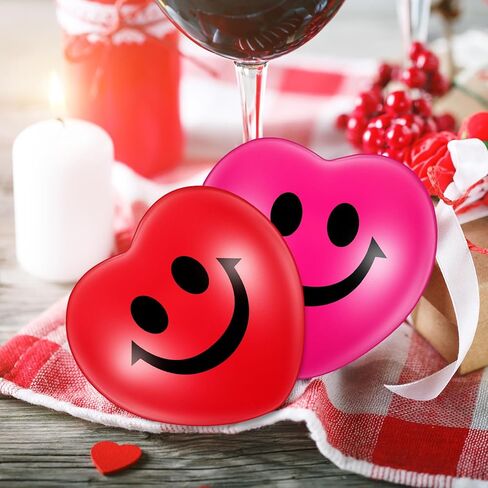Zubebe 48 Pcs 2.76'' Valentine's Day Heart Stress Balls Heart Shaped Smile Face Ball Stress Relief Balls Valentines Day Gifts for Staff Kids Adults Party Favors School Reward(Red, Pink) in Saudi Arabia