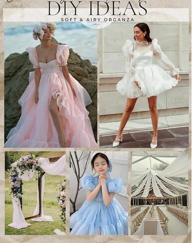 1pc 10Meter Plain Color White Fabric Organza, Wedding Archway Party Background Supplies, Birthday Table Decor, Flower Packaging Yarn, Chair Back Decorative, Party Favor Gift Packaging Supplies in Saudi Arabia
