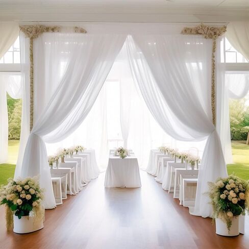 1pc 10Meter Plain Color White Fabric Organza, Wedding Archway Party Background Supplies, Birthday Table Decor, Flower Packaging Yarn, Chair Back Decorative, Party Favor Gift Packaging Supplies in Saudi Arabia