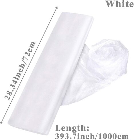 1pc 10Meter Plain Color White Fabric Organza, Wedding Archway Party Background Supplies, Birthday Table Decor, Flower Packaging Yarn, Chair Back Decorative, Party Favor Gift Packaging Supplies in Saudi Arabia