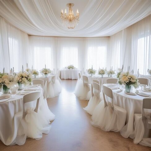 1pc 10Meter Plain Color White Fabric Organza, Wedding Archway Party Background Supplies, Birthday Table Decor, Flower Packaging Yarn, Chair Back Decorative, Party Favor Gift Packaging Supplies in Saudi Arabia