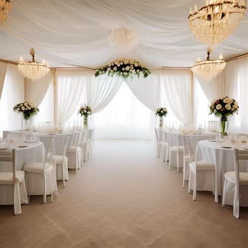 1pc 10Meter Plain Color White Fabric Organza, Wedding Archway Party Background Supplies, Birthday Table Decor, Flower Packaging Yarn, Chair Back Decorative, Party Favor Gift Packaging Supplies in Saudi Arabia