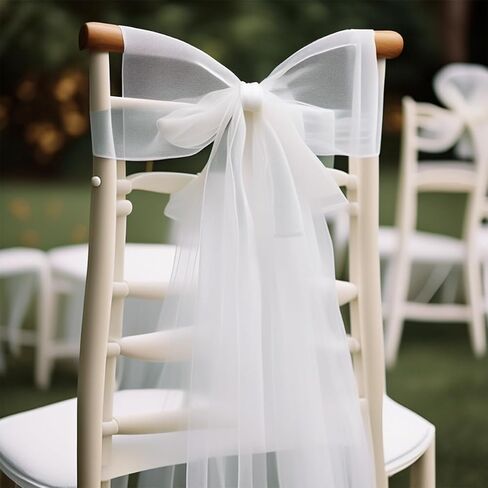 1pc 10Meter Plain Color White Fabric Organza, Wedding Archway Party Background Supplies, Birthday Table Decor, Flower Packaging Yarn, Chair Back Decorative, Party Favor Gift Packaging Supplies in Saudi Arabia