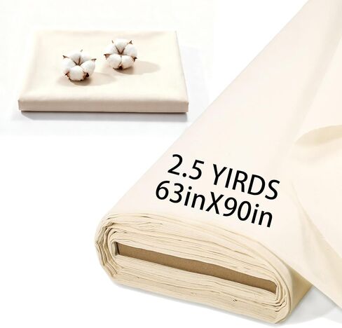 2.5 Yards 100% Cotton Muslin Fabric Natural Unbleached Linen Fabric by The Yard 63 inch x 2.5 Yards Unbleached Muslin Linen Fabric Material for Sewing Material Apparel Cloth in Kuwait
