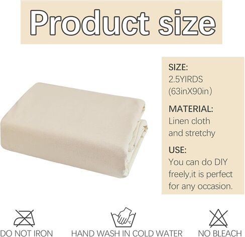 2.5 Yards 100% Cotton Muslin Fabric Natural Unbleached Linen Fabric by The Yard 63 inch x 2.5 Yards Unbleached Muslin Linen Fabric Material for Sewing Material Apparel Cloth in Kuwait