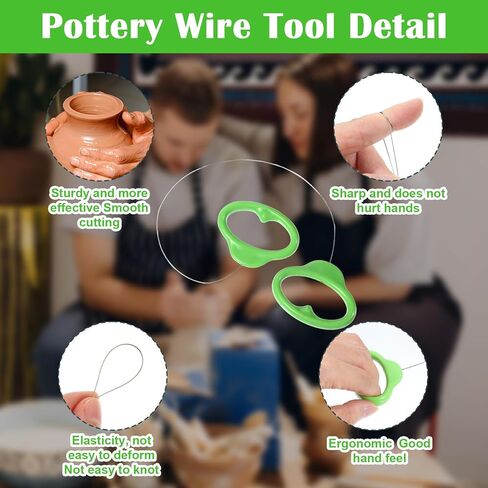 أداة سلك الفخار DOPENSPI، مقبض أخضر قياسي لقطع أسلاك الطين أداة قطع تستخدم على نطاق واسع أدوات الفخار لفناني الفخار والطين قطع النحت والتشذيب والنحت in Saudi Arabia