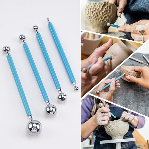 Pottery Clay Sculpting Tools Set, 61 Pcs Double Sided Ergonomically Designed Pottery Trimming Tools with Hardened Rustproof Metal Head and Carrying Case for Beginners, Professionals, School Students in Saudi Arabia