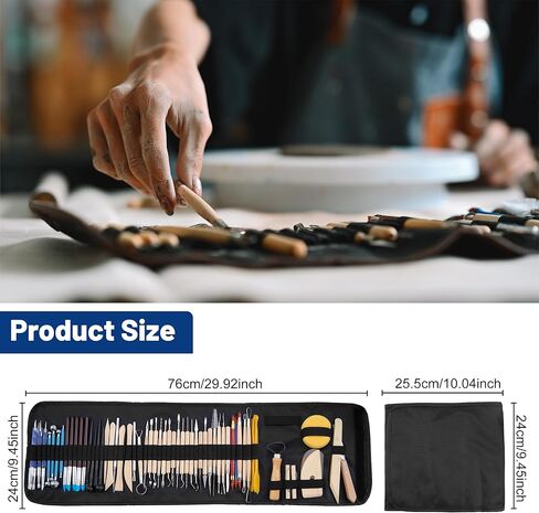 Pottery Clay Sculpting Tools Set, 61 Pcs Double Sided Ergonomically Designed Pottery Trimming Tools with Hardened Rustproof Metal Head and Carrying Case for Beginners, Professionals, School Students in Saudi Arabia