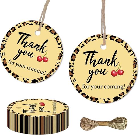 50 قطعة من علامات الشكر لعيد ميلاد الفهد الكرزي، علامات صفراء مستديرة لحفلات الفهد، هدايا لحفلات أعياد الميلاد في الغابة سفاري للحيوانات، ديكور لحفلات أعياد ميلاد الفهد والعزوبية وحفلات الزفاف وحفلات الخطوبة in Kuwait