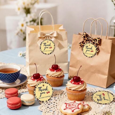 50 قطعة من علامات الشكر لعيد ميلاد الفهد الكرزي، علامات صفراء مستديرة لحفلات الفهد، هدايا لحفلات أعياد الميلاد في الغابة سفاري للحيوانات، ديكور لحفلات أعياد ميلاد الفهد والعزوبية وحفلات الزفاف وحفلات الخطوبة in Kuwait