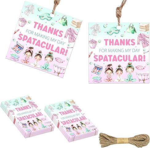 50Pcs Spa Birthday Thank You Tags Spa Day Gift Tag with String Thanks for Making My Party Spatacular Paper Tag Pampering Bday Party Tags for Girl Makeup Pamper Pajama Birthday Party Favors in Kuwait