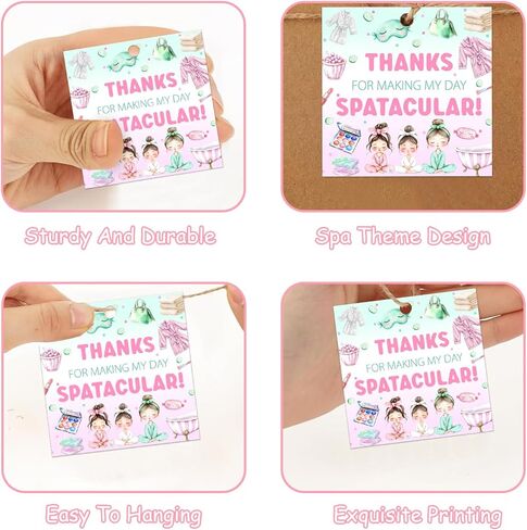 50Pcs Spa Birthday Thank You Tags Spa Day Gift Tag with String Thanks for Making My Party Spatacular Paper Tag Pampering Bday Party Tags for Girl Makeup Pamper Pajama Birthday Party Favors in Kuwait