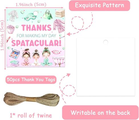 50Pcs Spa Birthday Thank You Tags Spa Day Gift Tag with String Thanks for Making My Party Spatacular Paper Tag Pampering Bday Party Tags for Girl Makeup Pamper Pajama Birthday Party Favors in Kuwait