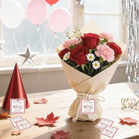 50 قطعة من علامات شكرًا لك ذات طابع إيطالي، ديكورات دش الزفاف بفيونكة من القماش القطني الأحمر، علامات هدايا معكرونة النبيذ للنساء، لوازم تزيين حفلات الزفاف والخطوبة in Kuwait