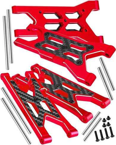 RC Suspension Arms Upgrades Part for 1/10 Senton 3S BLX & Mega 550,Granite 3S BLX & Mega 550,Vorteks 3S BLX,Alloy Aluminium Front Rear A Arms,4pcs,Replace AR330443 AR330516,Red in Saudi Arabia