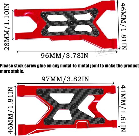 RC Suspension Arms Upgrades Part for 1/10 Senton 3S BLX & Mega 550,Granite 3S BLX & Mega 550,Vorteks 3S BLX,Alloy Aluminium Front Rear A Arms,4pcs,Replace AR330443 AR330516,Red in Saudi Arabia