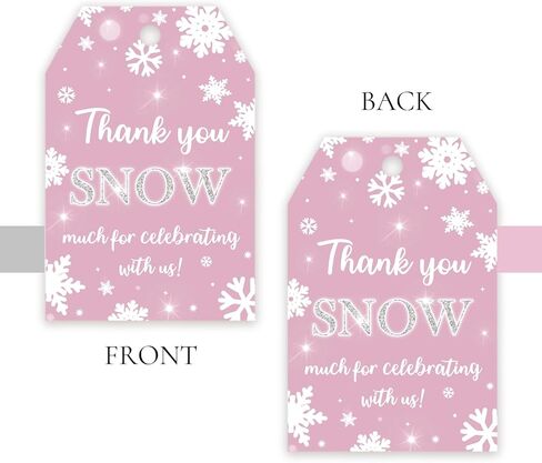 50pcs Snowflake Thank You Tags, Winter Onederland Gift Tag with String for Christmas Party, Pink Snowflake Thank You Paper Tags for Holiday/Winter Party Favors in Saudi Arabia