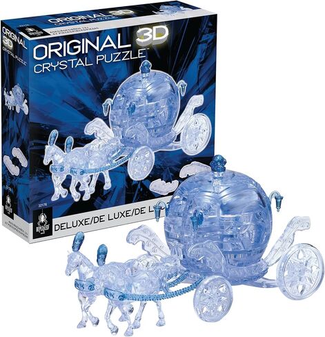 أحجية BePuzzled Blue Royal Carriage الفاخرة الأصلية ثلاثية الأبعاد من الكريستال، مثالية لمحبي الألغاز من سن 12 فما فوق، تتحدى إكمالها وجميلة للعرض، اجمعها جميعها in Kuwait