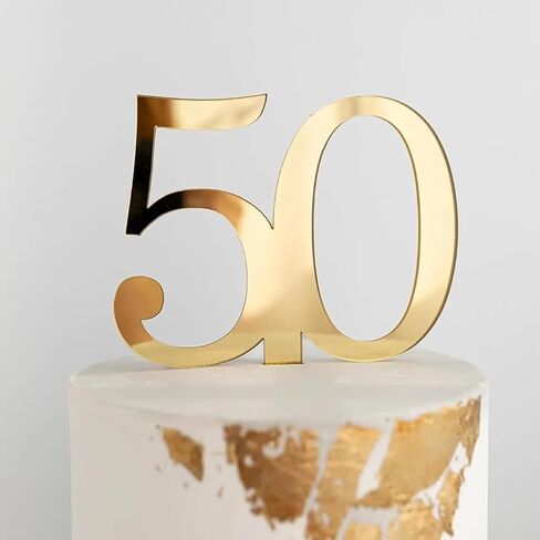 Gold Fifty Cake Topper, Acrylic Happy 50th Birthday Cake Toppers, 50th Anniversary Party Cake Decorations Cheer to 50 Years Old 50 Fabulous Cake Decor Supplies in Saudi Arabia
