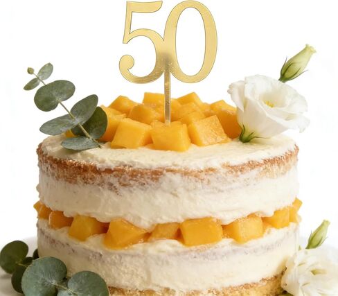Gold Fifty Cake Topper, Acrylic Happy 50th Birthday Cake Toppers, 50th Anniversary Party Cake Decorations Cheer to 50 Years Old 50 Fabulous Cake Decor Supplies in Saudi Arabia