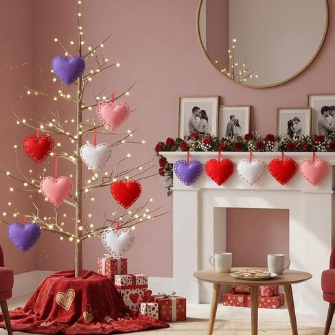 Soulchen 16 Sets Valentines Day Hearts Felt Craft Kits Large 5.9 Inch Felt Heart Hanging Ornament with Filling Cotton Rope for DIY Crafts Wall Decorations Valentine's Day Wedding DIY Craft Supplies in Saudi Arabia