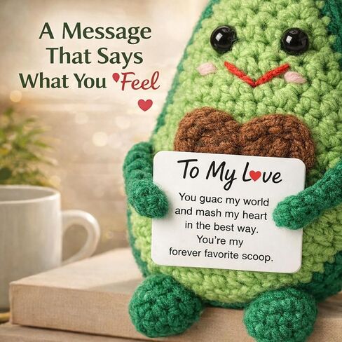 Qinthory Funny Valentine’s Day Gifts for Him Her, to My Love Crochet Avocado Gift, Cute Handmade Avocado Plush for Boyfriend Girlfriend Wife Husband, Anniversary Birthday Gifts for Couples in Saudi Arabia