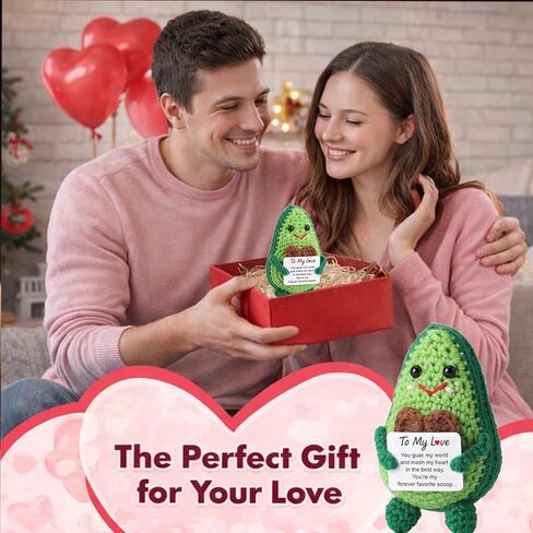 Qinthory Funny Valentine’s Day Gifts for Him Her, to My Love Crochet Avocado Gift, Cute Handmade Avocado Plush for Boyfriend Girlfriend Wife Husband, Anniversary Birthday Gifts for Couples in Saudi Arabia