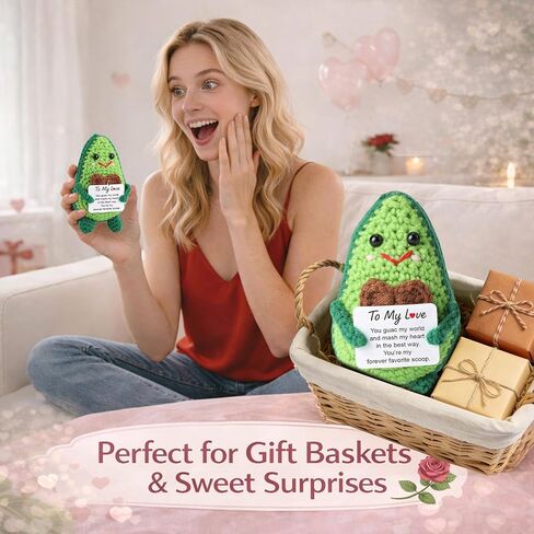 Qinthory Funny Valentine’s Day Gifts for Him Her, to My Love Crochet Avocado Gift, Cute Handmade Avocado Plush for Boyfriend Girlfriend Wife Husband, Anniversary Birthday Gifts for Couples in Saudi Arabia
