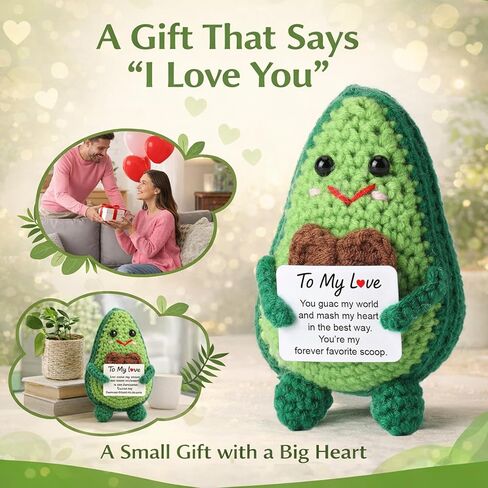 Qinthory Funny Valentine’s Day Gifts for Him Her, to My Love Crochet Avocado Gift, Cute Handmade Avocado Plush for Boyfriend Girlfriend Wife Husband, Anniversary Birthday Gifts for Couples in Saudi Arabia