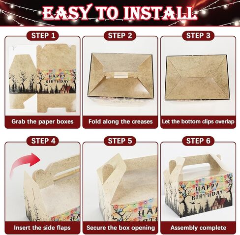 12pcs Scary Retro House Gift Paper Boxes Party Favors Spooky Forest Gable Boxes with Handle Rustic Alphabet Party Decorations Colorful Light Bulbs Gifts Wrapping Supplies for Birthday Baby Shower in Kuwait