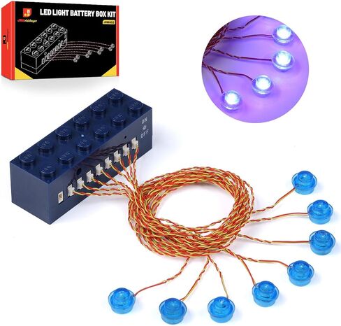 JMBricklayer LED Light Kit Building Blocks Set, 2x6 Blue Light Up Bricks with Light-Sensing Mode, DIY Lighting Accessories Decoration Compatible with Major Upgrade in Saudi Arabia