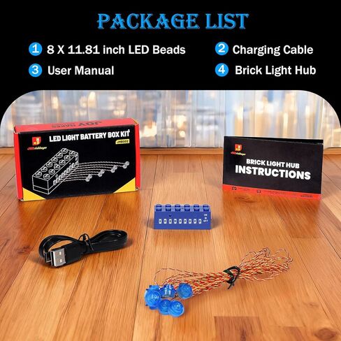 JMBricklayer LED Light Kit Building Blocks Set, 2x6 Blue Light Up Bricks with Light-Sensing Mode, DIY Lighting Accessories Decoration Compatible with Major Upgrade in Saudi Arabia