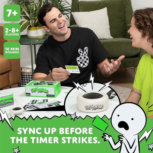 لعبة Exploding Kittens Fast Friends Party - لعبة بطاقات تخمين السرعة مع مؤقت ورموز الحياة وحامل البطاقات، ليلة الألعاب العائلية، للأعمار من 7 سنوات فما فوق، 2-8 لاعبين، جولات مدتها 10 دقائق in Kuwait