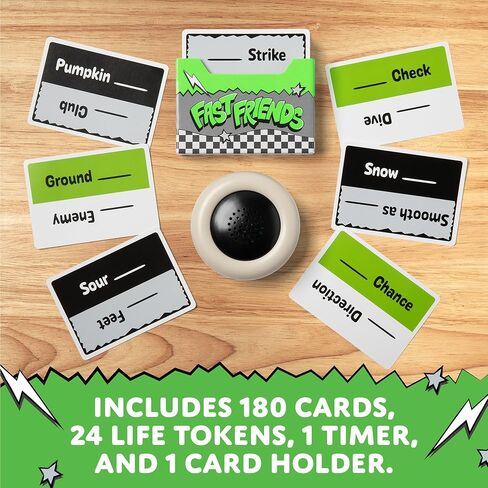 لعبة Exploding Kittens Fast Friends Party - لعبة بطاقات تخمين السرعة مع مؤقت ورموز الحياة وحامل البطاقات، ليلة الألعاب العائلية، للأعمار من 7 سنوات فما فوق، 2-8 لاعبين، جولات مدتها 10 دقائق in Kuwait