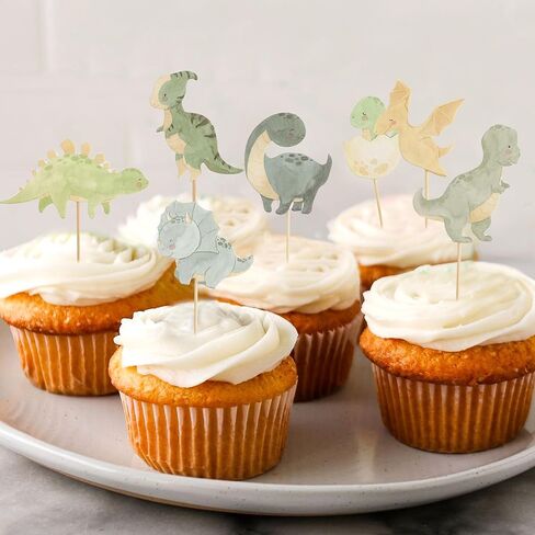 Dinosaur Cupcake Toppers - Dinosaurs Baby Shower Cake Toppers, Dino Theme Birthday Party Decorations, Dinosaur Cake Decoration for Boy, Cake Smash Photo Props in Saudi Arabia