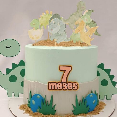 Dinosaur Cupcake Toppers - Dinosaurs Baby Shower Cake Toppers, Dino Theme Birthday Party Decorations, Dinosaur Cake Decoration for Boy, Cake Smash Photo Props in Saudi Arabia