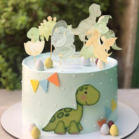 Dinosaur Cupcake Toppers - Dinosaurs Baby Shower Cake Toppers, Dino Theme Birthday Party Decorations, Dinosaur Cake Decoration for Boy, Cake Smash Photo Props in Saudi Arabia