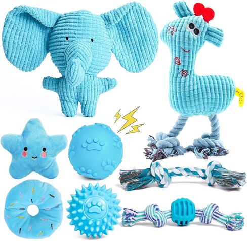 8 Pack Luxury Puppy Toys for Teething Small Dogs, Puppy Chew Toys with Squeaky Dog Toys, Balls and Rope Dog Chew Toys, Dog Toys to Keep Them Busy (Pink, 8-Pack) in Kuwait