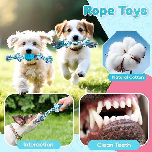 8 Pack Luxury Puppy Toys for Teething Small Dogs, Puppy Chew Toys with Squeaky Dog Toys, Balls and Rope Dog Chew Toys, Dog Toys to Keep Them Busy (Pink, 8-Pack) in Kuwait