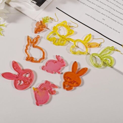 2 Pcs Rabbit Pendant Mold for Resin, Soap, Candle, and Jewelry Making, Bunny Shapes Ornament Silicone Mould for Easter Crafting Projects in Saudi Arabia