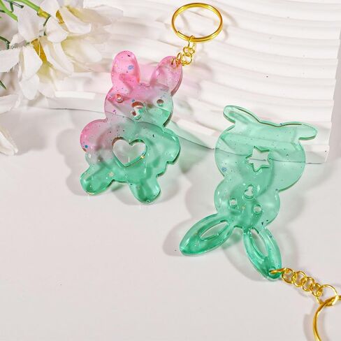 2 Pcs Rabbit Pendant Mold for Resin, Soap, Candle, and Jewelry Making, Bunny Shapes Ornament Silicone Mould for Easter Crafting Projects in Saudi Arabia