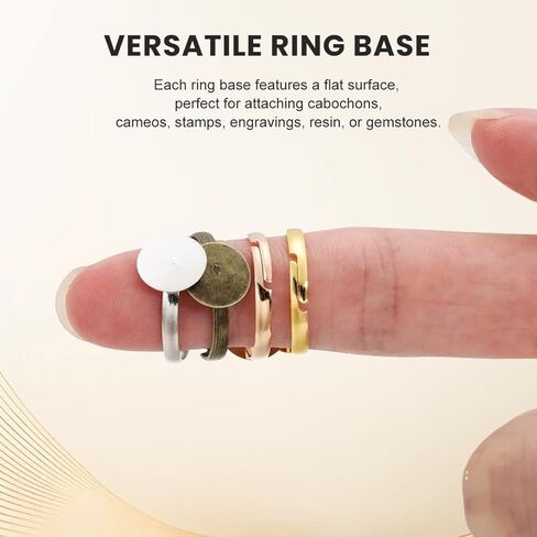 20Pcs Gold Metal Adjustable Blank Rings with 10mm Round Flat Pad Base Finger Ring Trays Components DIY Jewelry Making Kits Accessory in Saudi Arabia