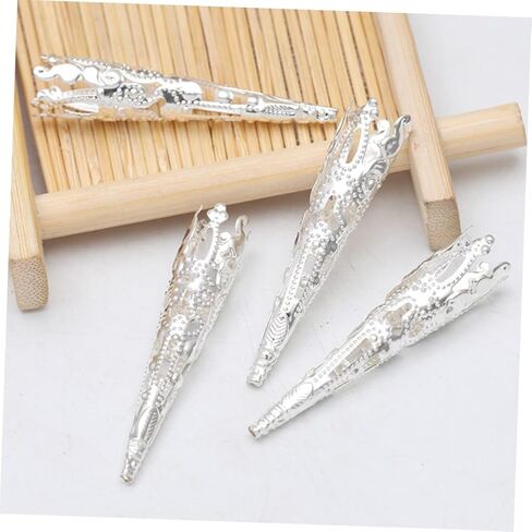 IMIKEYA 100pcs Silver Long Cone Bead Caps - Metal Filigree Spacers for Jingle Dress Jewelry Making in Saudi Arabia