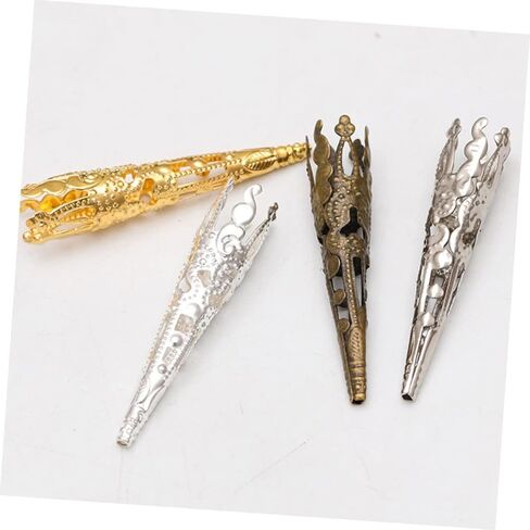IMIKEYA 100pcs Silver Long Cone Bead Caps - Metal Filigree Spacers for Jingle Dress Jewelry Making in Saudi Arabia