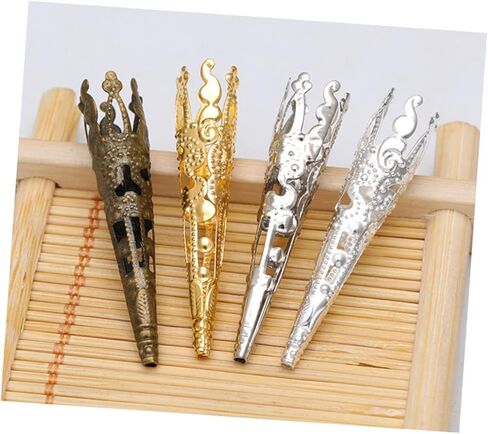 IMIKEYA 100pcs Silver Long Cone Bead Caps - Metal Filigree Spacers for Jingle Dress Jewelry Making in Saudi Arabia
