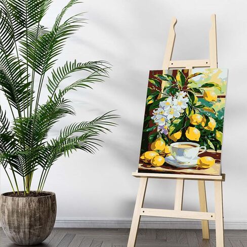Auremi Lemon Paint by Number Kits with Framed, DIY Landscape Paint by Number Canvas for Adults, Easy Acrylic in Canvas with Brushes for Decor 20x30cm in Saudi Arabia