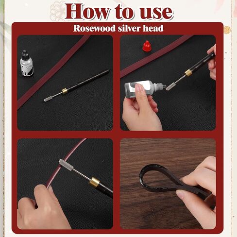 2PCS Leather Edge Paint Dye Tool, Colorful Edges Roller Applicator Pen Leather Edge Tools Oil Printing Tool Double Bearing Configure for Smooth Rolling, Leathers Working Tools for Dyeing Craft Working in Saudi Arabia