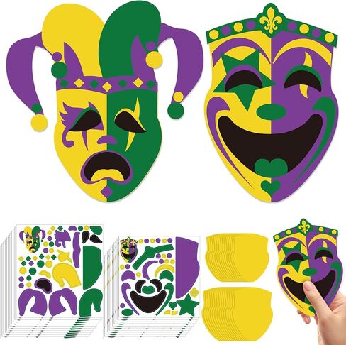 30 Set Mardi Gras Craft Kits Mardi Gras Art and Craft Make Your Own Comedy & Tragedy Faces Mardi Gras Party Decorations for Masquerade Party Favor Carnival Art Project Activities Decoration Supplies in Saudi Arabia