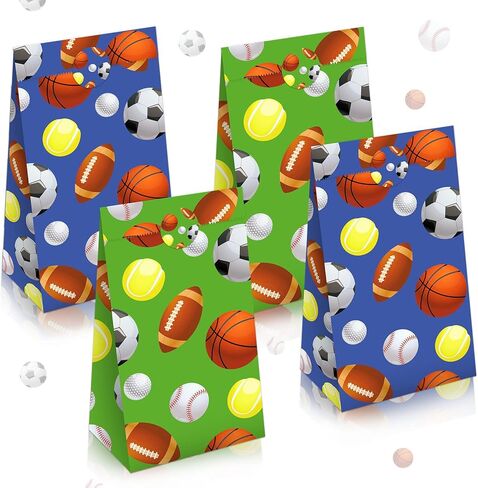 Outus 30 Pcs Sports Goodie Bags Sports Party Favors Soccer Baseball Football Basketball Themed Treat Candy Paper Gift Bags for Birthday Baby Shower Party Supplies Decoration, 9.45 x 5.12 x 3.15 Inches in Saudi Arabia